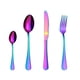 thumbnail image 1 of Un juego de cubiertos Rainbow, vajilla de acero inoxidable con bordes perlados, incluye tenedores, cucharas y cuchillos, vajilla moderna para cocina y comedor., 1 of 6