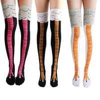 Malltradecl - 6Pares Divertidas Calcetas 3D Pata De Pollo Sobre La Rodilla