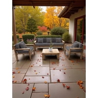 Miaruste - Terraza Rústica Modelo Ambar 5 Cuerpos Color Madera Roble Cojinería Gris Medio