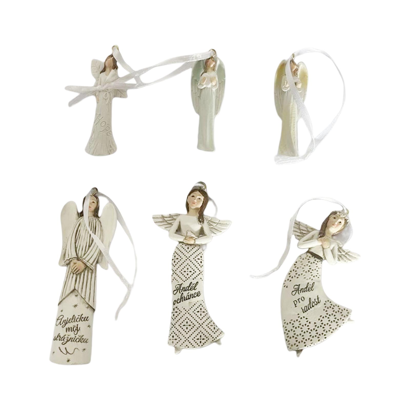 Magideal - 6 Piezas Colgantes De Navidad Ángeles Decoración Colgantes Resina Artesanía Decoración De Navidad Ángel Muñeca Para Festival Decoraciones Año Nuevo