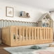thumbnail image 2 of Twin Size Floor Bed with High Fence for Kids, Solid Wood Kids Montessori Bed with Door, low-profile and No Box Spring Needed Design, Natural.(Patent Protection), 2 of 3