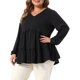 thumbnail image 4 of Agnes Orinda Conjuntos de Halloween Blusas Babydoll para Mujer de Talla Grande con Volantes en Capas Escote en V Mangas Largas con Puño Elástico Blusas Elegantes de Otoño 2X Negro, 4 of 6