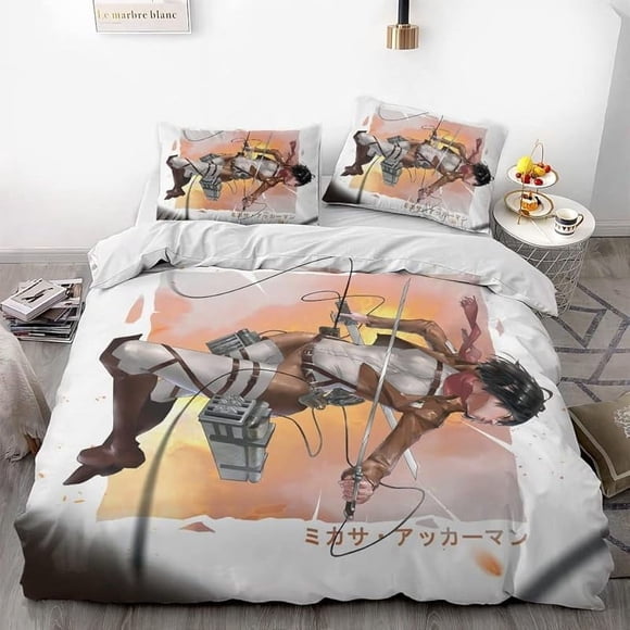 Invad-e on Tita-n Eren Levy-i Anime Soft-t 3D Printe -- d Duvet Co-ver Bedding- Set with -Co-mfort-er Cover