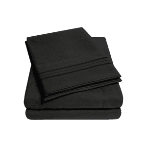 Importclick - Juego Sábanas Hotel Ultra Suave Microfibra + Funda Bordadas King Negro