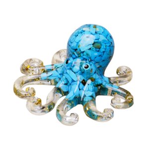 Magideal - Figura Decorativa De Pulpo De Grava De Cristal De 3,94 Pulgadas, Obra De Arte Coleccionable Para Meditación Azul Turquesa