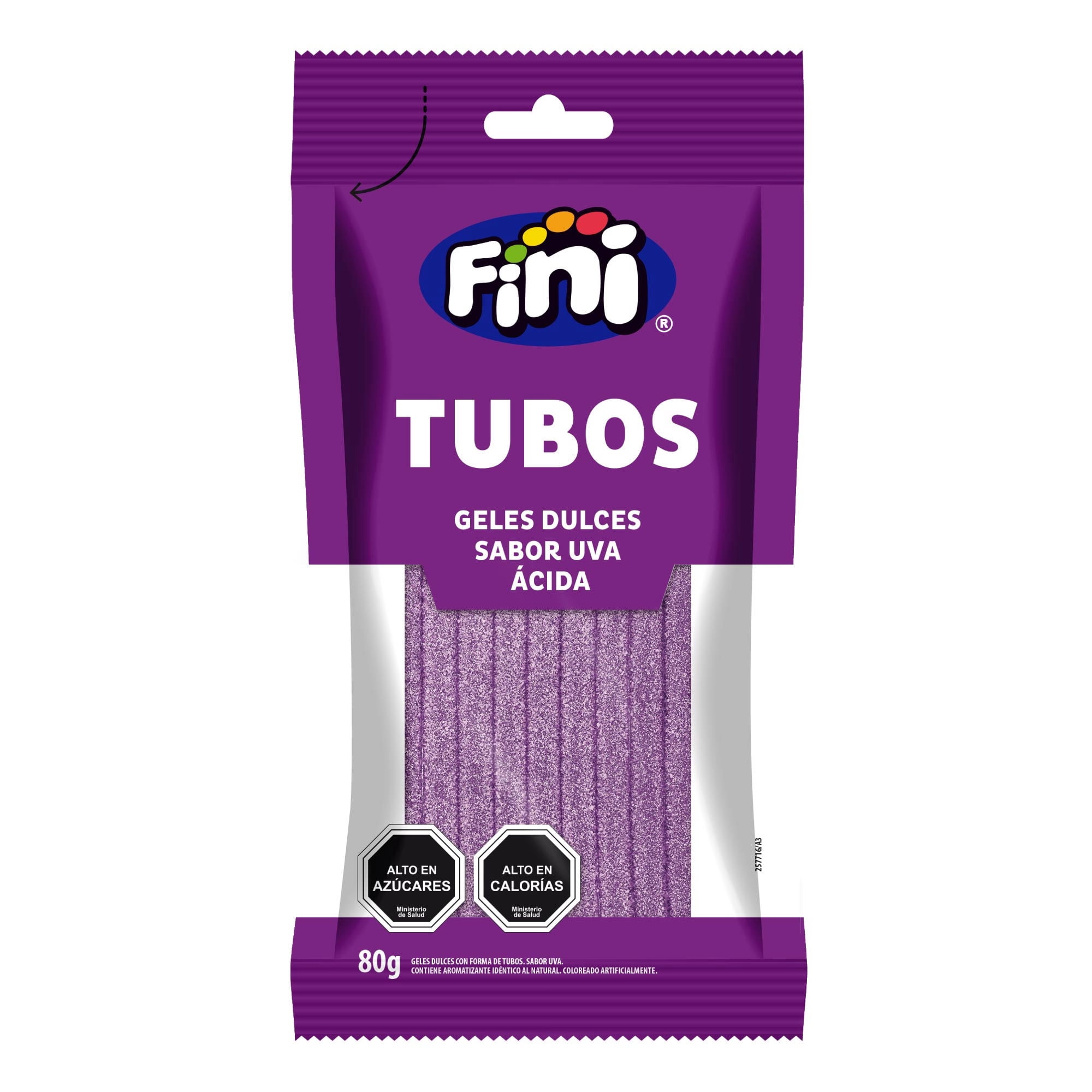 Regaliz Tubos Sabor Uva Ácida 80 g Fini