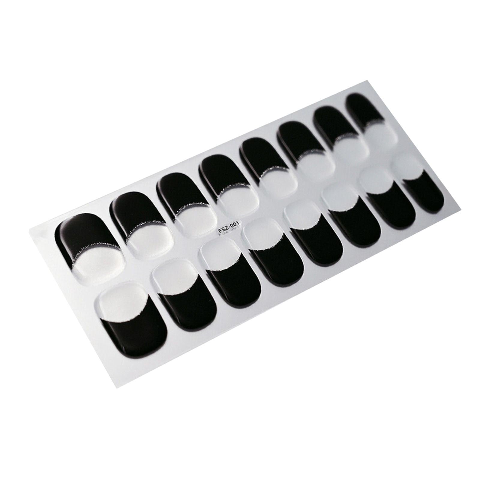 Ioensy - Tiras De Esmalte De Uñas De Gel Curado, Pegatinas Para Niñas, Tiras De Esmalte De Uñas De Salón, Color Negro