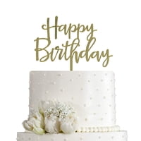 Espejo De Feliz Cumpleaños Aminjie Para Decoración De Tartas, Acrílico Dorado