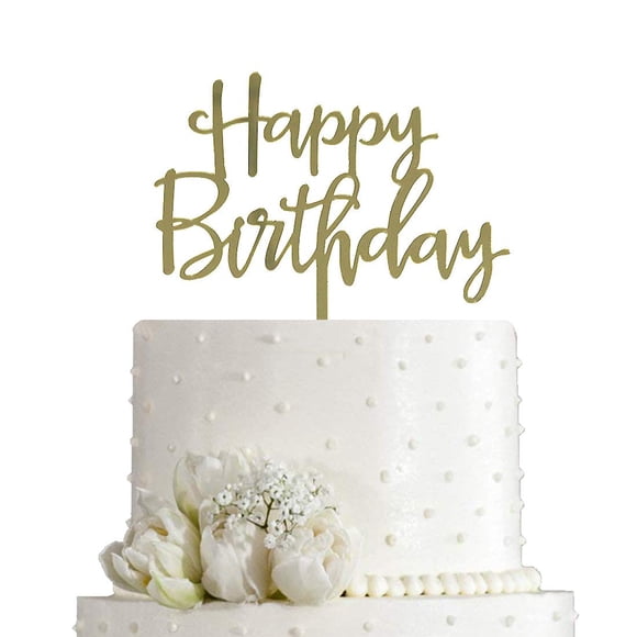 Espejo De Feliz Cumpleaños Para Decoración De Tartas Acrílico Dorado