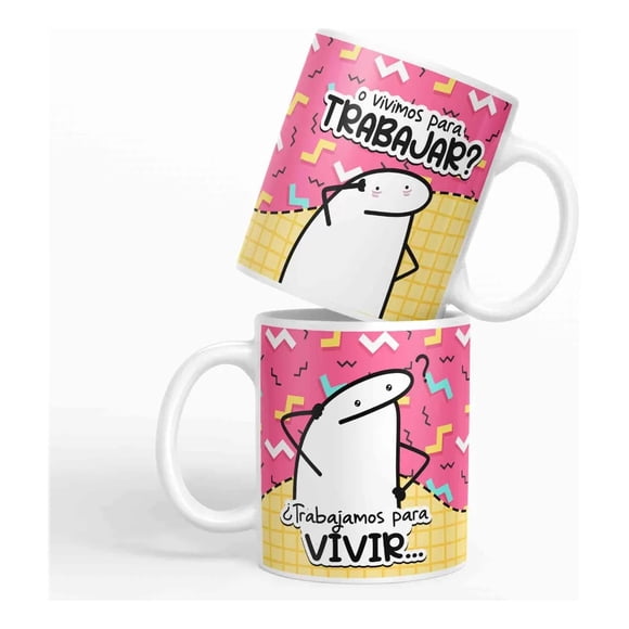 Taza Día del Trabajo Divertida - ¿Trabajamos Para Vivir o Vivimos Para Trabajar? D2