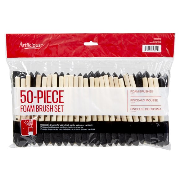 Juego de cepillos de espuma Artlicious, esponjas desechables de 2,5 cm, 50 unidades