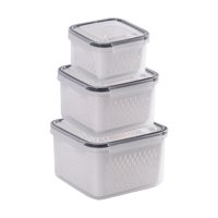 Bothyi - Juego De 3 Recipientes De Almacenamiento De Alimentos Para Cocina, A Prueba De Fugas, Contenedor Cuadrado Para Preparación De Comidas