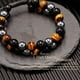 thumbnail image 3 of Pulsera de triple protección, auténtica obsidiana negra de ojo de tigre y hematita de 8 mm para hombres y mujeres. Pulseras curativas de cristal que traen suerte, prosperidad y felicidad., 3 of 5