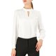 thumbnail image 1 of INSPIRE CHIC Blusa de Mujer con Cuello Alto, Plisada, con Botón de Ojal, Talla M, Blanca, 1 of 8