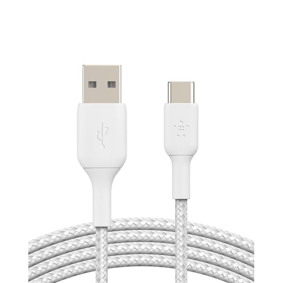Cable USB-C a USB-A trenzado Belkin BoostCharge de 2 m, blanco