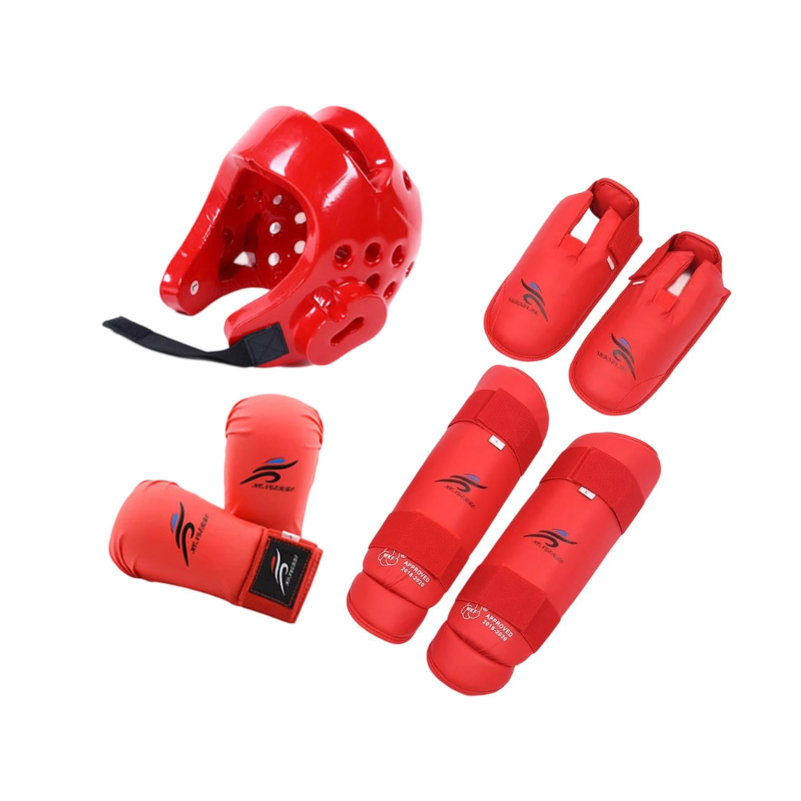 Magideal - Conjunto De Equipo De Sparring De Taekwondo, Casco De Boxeo, Equipo De Boxeo, Entrenamiento Con Espinilleras, Zapatos Para Sanda, Sparring, Artes Marc Rojo Xs