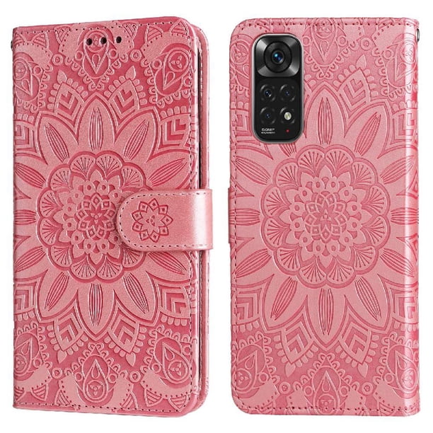 Funda tipo cartera FOXDOCK para Xiaomi Redmi Note 11 4G , diseño girasol en relieve, cuero PU, cierre magnético, soporte y tarjetero