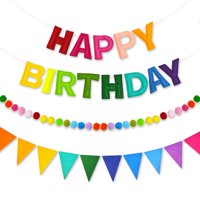 Xusx111 - 3D Feliz Cumpleaños Pancarta, 3 Pcs Arco Iris Feliz Fieltro Guirnalda, Guirnalda, Tejido Triángulo, Reutilizable Arco Iris Decoraciones De Cumpleaños Para Niñas Chicos Mujeres Hombres
