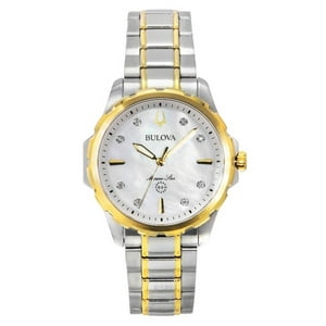 Bulova - Reloj Quartz Para Mujer Marine Star Acero Inoxidable Dos Tonos Dial Nácar Con Detalles En Diamante 98P227 100M