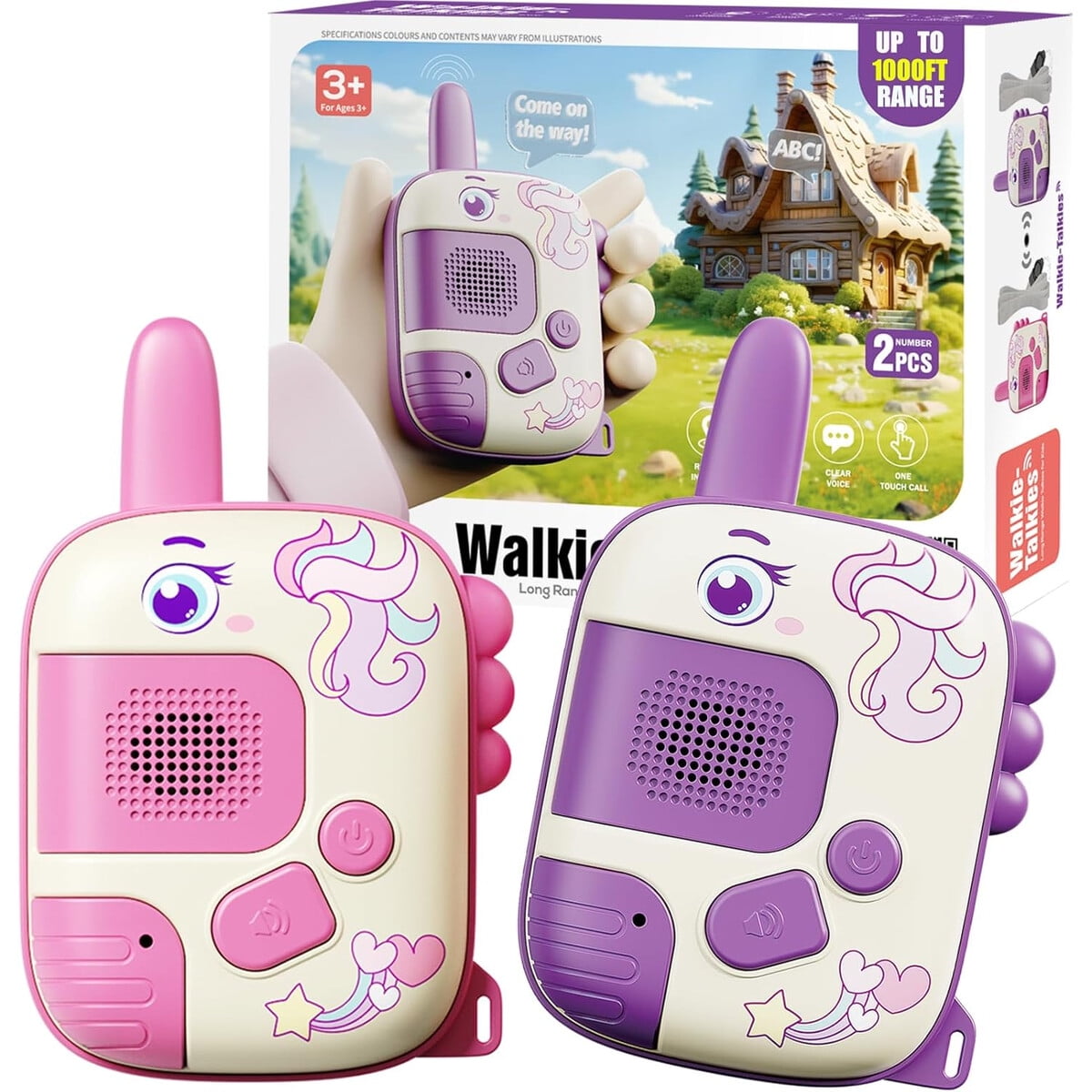 Walkie Talkie Unicornio Jkgifts 2 Pack Alcance 300m Niños
