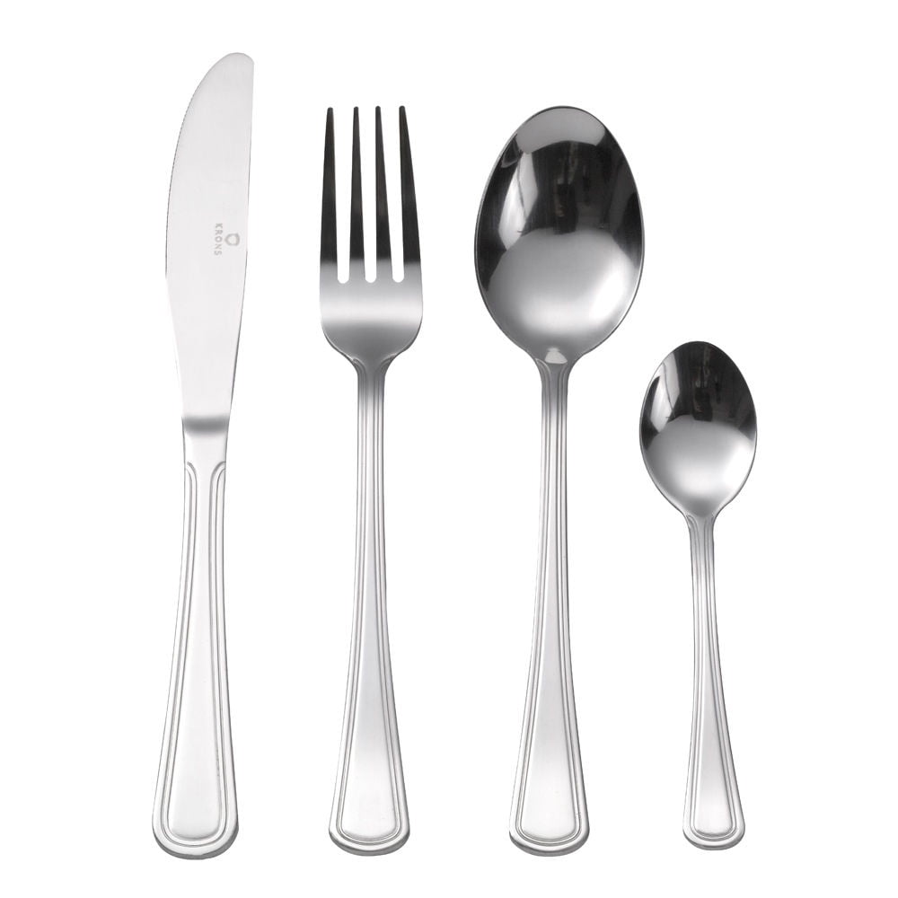 Krons Steel - Cuchillería 24 Piezas Luna Acero Inoxidable Plateado