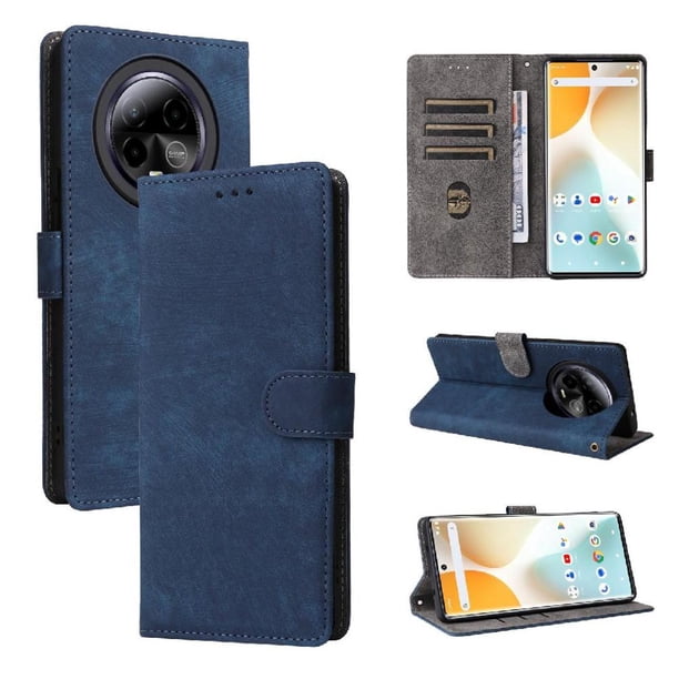 Funda Billetera para BLU Bold K50 con Soporte - Cartera de Cuero con Ranuras Azul