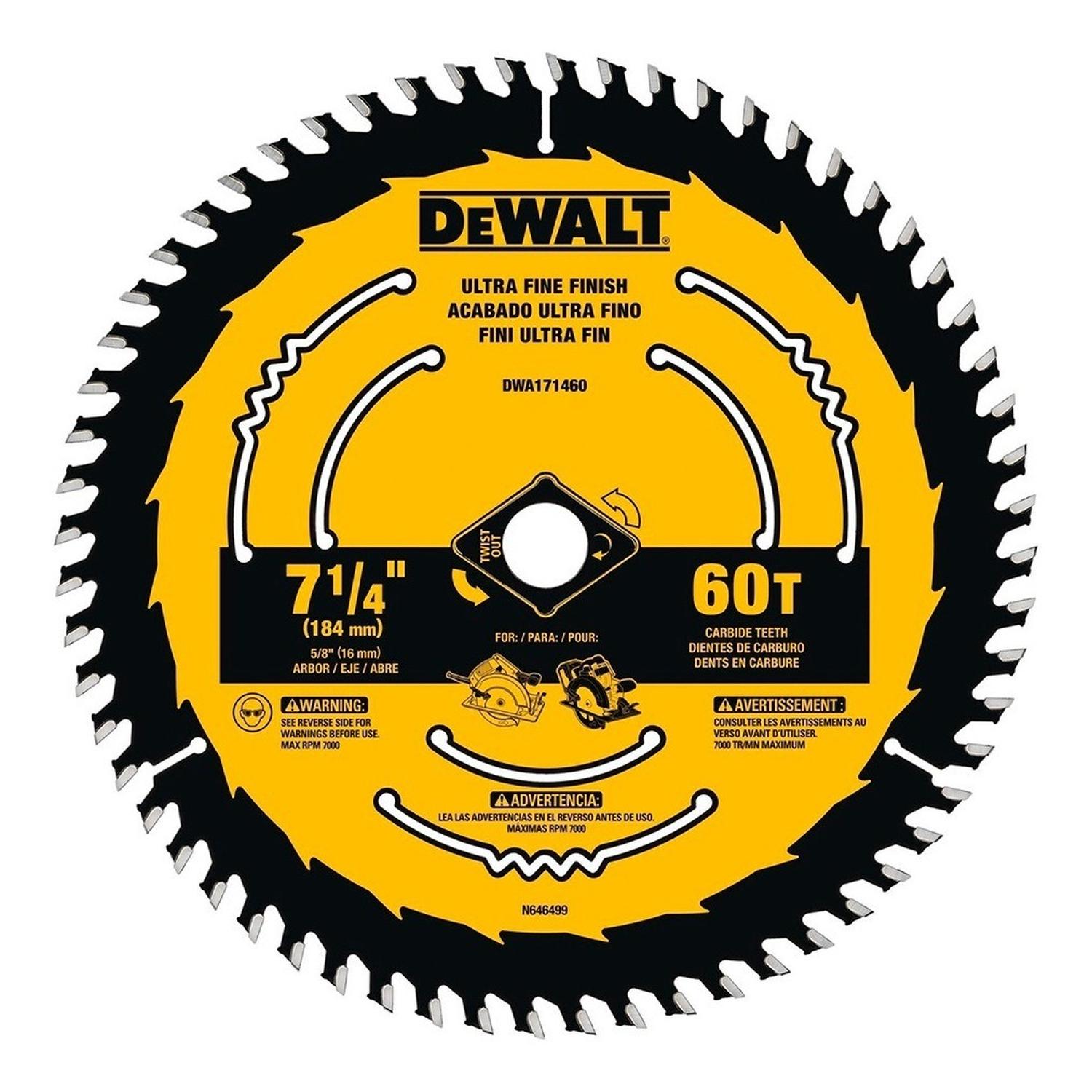 Disco De Sierra 7-1/4'' 60T Corte Fino Dewalt Dwa171460