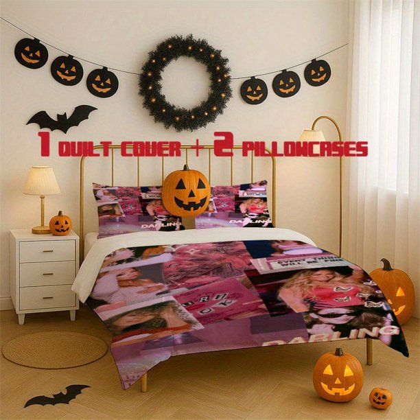 3pcs Maria Consider Pink Style Printed Bedding Set Soft Duvet Cover with 2 Pillowcases All Season Comfort