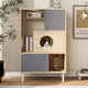 thumbnail image 1 of 2 IN 1 Modern Cat Tree & Side Cabinet with Storage, Small Wood Bookcase with Litter Box Enclosure, Cat Climbing Cabinet with Hidden Storage, 1 of 3