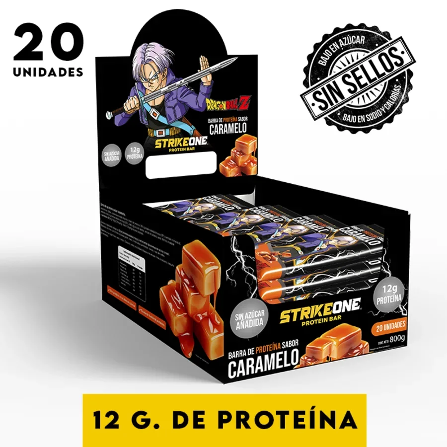 Barra Proteína Caramelo 20 Unidades - 40 Gr - Dragon Ball Z - Strikeone.