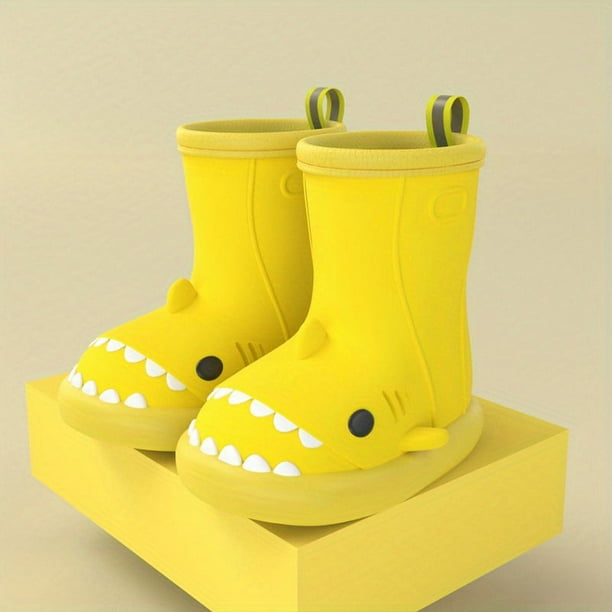 Toddler Girl's Cartoon Shark EVA Rain Boots, Non-slip Wear-resistant Waterproof Rain Shoes For Outdoor