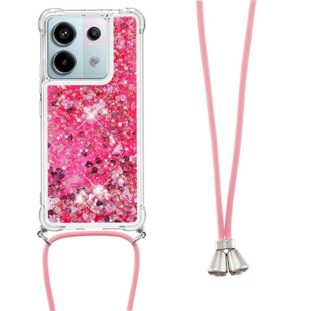 Funda FOXDOCK para Xiaomi Redmi Note 13 Pro 5G con Cuerda Ajustable, Brillo Líquido, Protección Antigolpes y Lente – Ideal para Regalo