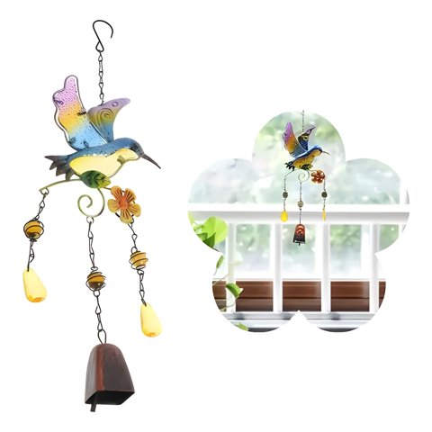 Genérico - Colgante Jardín Colibrí Vidrio Y Cobre