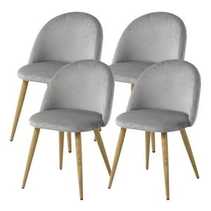 Novahus - Pack 4 Sillas Comedor Sitial Terciopelo Acolchada Gris