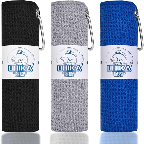 Microfiber Fishing Towel with Reinforced Eyelet, 16 x 16, 3