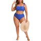 thumbnail image 5 of Agnes Orinda Conjunto de Bikini de Dos Piezas para Mujer de Talla Grande para Escuela o Universidad, con Cintura Alta, Control de Abdomen, Push Up, para Vacaciones en la Playa, Talla 1X, Azul Marino, 5 of 7
