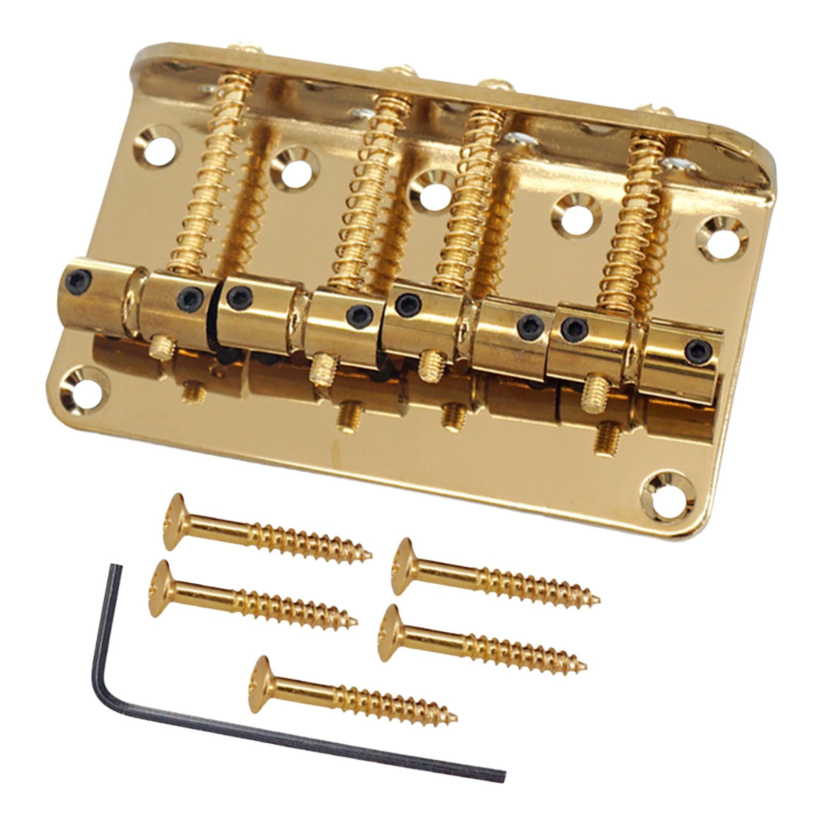 Bothyi - Puente De Bajo De 4 Cuerdas De 80mm, Pieza Trasera Ajustable Con Tornillos Para Bajo Aureate