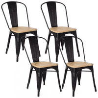 Moboi - Pack 4 Sillas Tolix Con Asiento De Madera