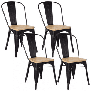 Moboi - Pack 4 Sillas Tolix Con Asiento De Madera