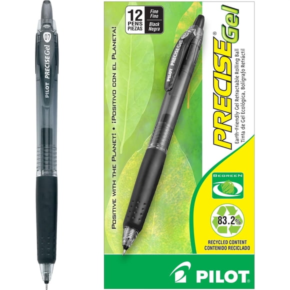 Bolígrafos PILOT Precise Gel BeGreen, tinta negra, paquete de 12 unidades