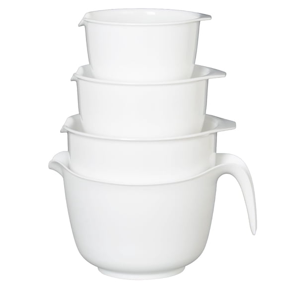 Tazones Glad de 4 piezas apilables, gris, con vertedor, aptos para lavavajillas