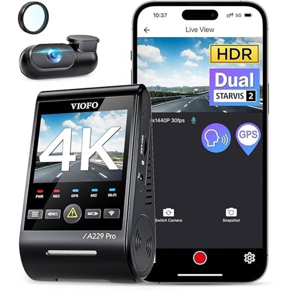 Cámara Para Auto A229 Pro 2ch 4k 2k Hdr