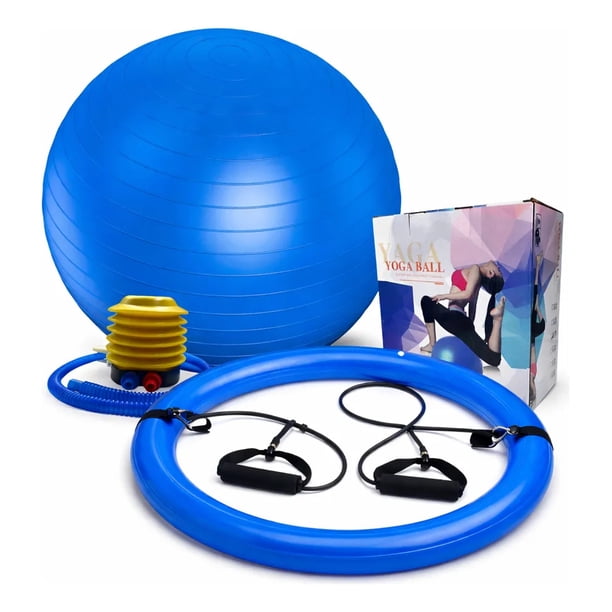 Set Balón Yoga Pilates 65 cm con Aro y Bandas de Resistencia