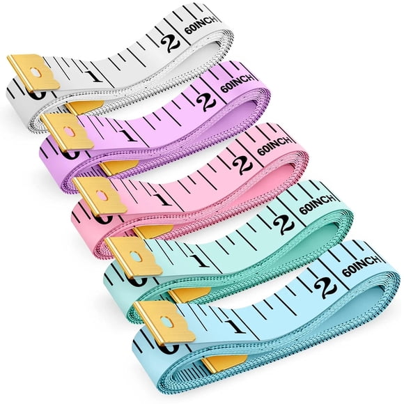 Cinta métrica iBayam de 150 cm/60 pulgadas con doble escala, paquete de 5