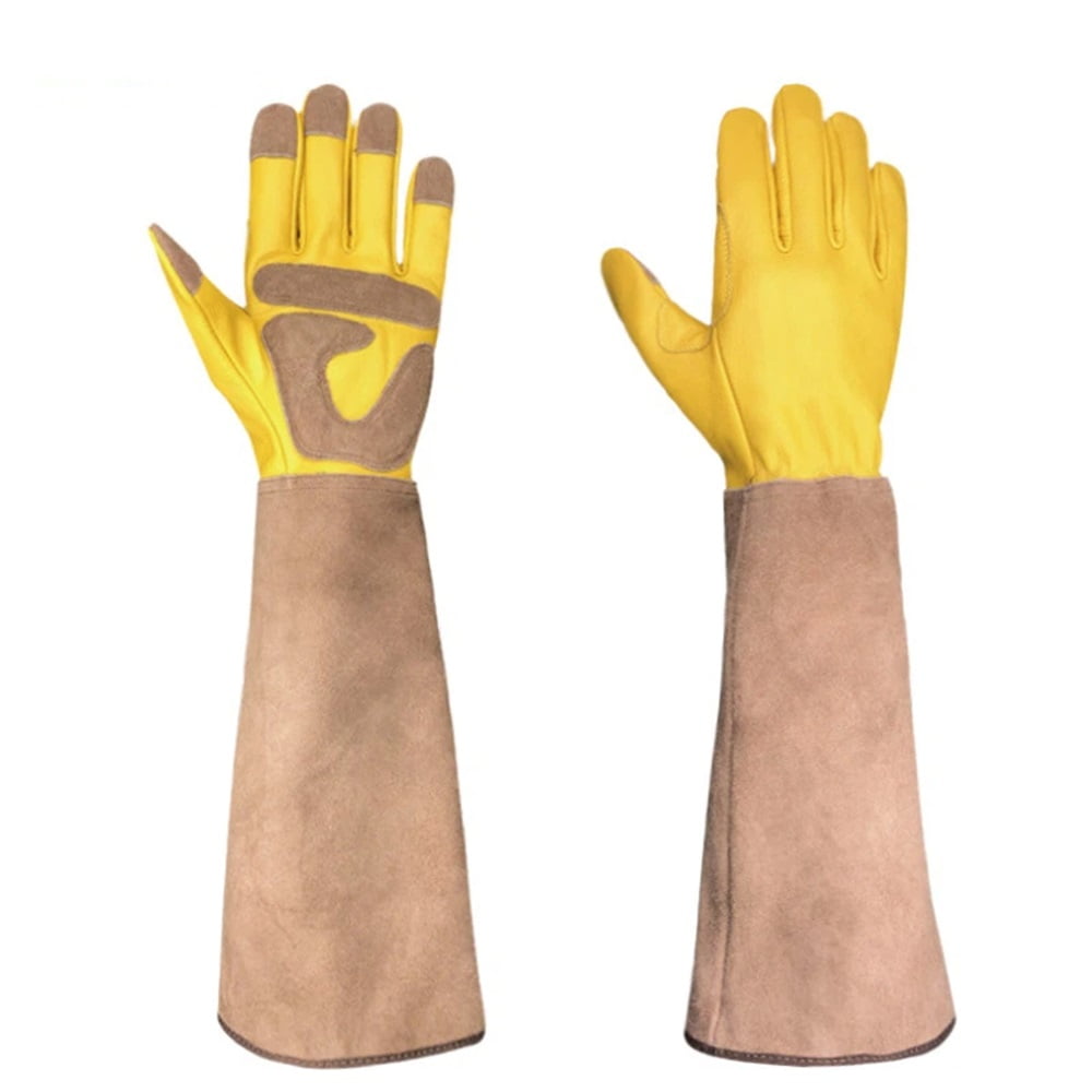 Xusx111 - Guantes Largos De Jardinería Para Las Mujeres A Prueba De Espinas, Rosa Poda Cuero De Vaca Guantes De Jardín Para Cactus, Rosa Y Morena (l)
