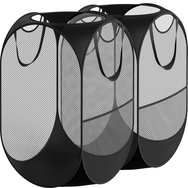 Cesto de ropa sucia simple de malla desplegable para artículos del hogar con bolsillo lateral