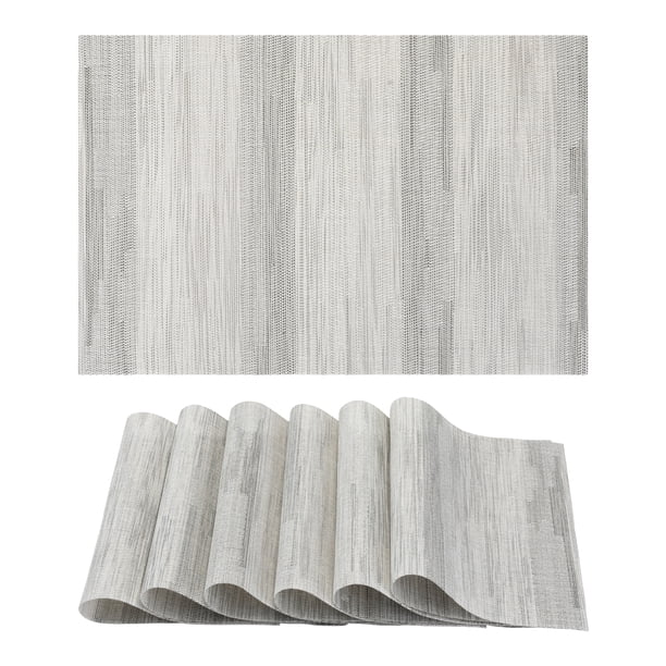 Juego de 6 Manteles Individuales de Plástico para Decoración de Mesa de Comedor Interior Lavables Gris 45*30cm