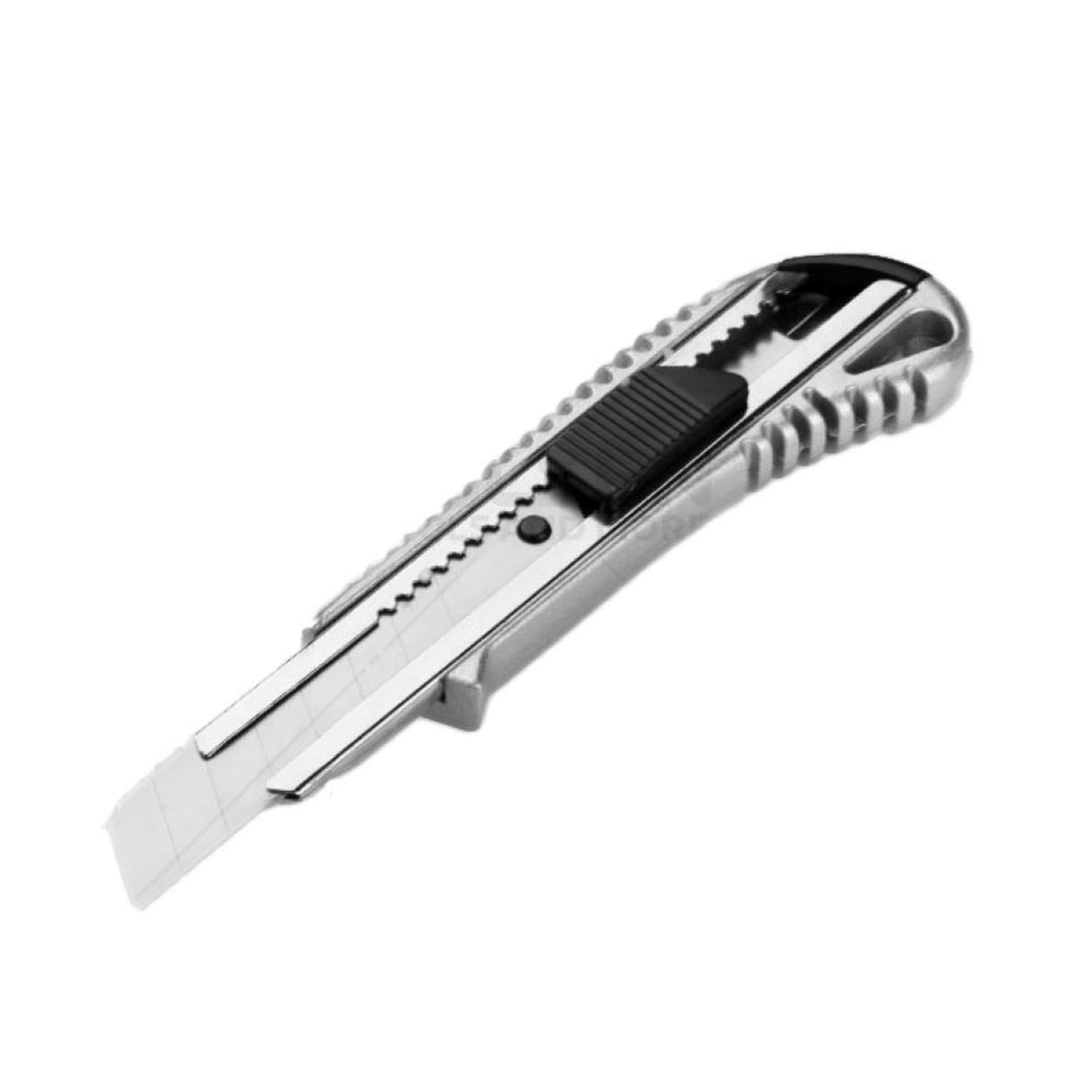 Cutter Exacto Cuchillo Cartonero Metálico + 5 Repuestos 30002 Tolsen Plateado 3x8x22