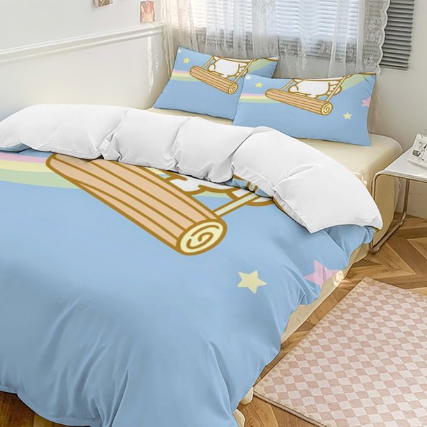 Cinnamoroll 3-Piece Twin Bed Set - Includes 1 Single Comforter And 2 Pillowcases Bedding - Fade Resistant Microfiber - Cinnamoroll
