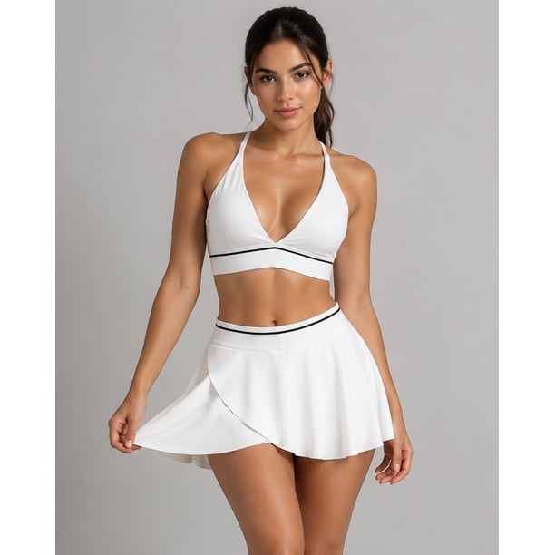 Conjunto Fitness Mujer Falda Con Short Interior Y Top - JYT057